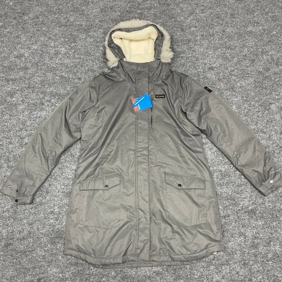 Columbia Jackets & Blazers - Columbia Long Jacket Womens XXL 2XL Grey Suttle Mountain Insulated Faux Fur Hood